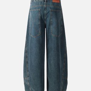 Concert Outfit Washed Deconstructed Split Scimitar Baggy Barrel Jeans