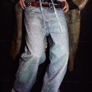 Concert Outfit Washed Diamond Print Jeans