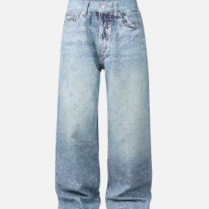 Concert Outfit Washed Diamond Print Jeans