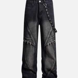 Concert Outfit Washed Distressed Baggy Jeans
