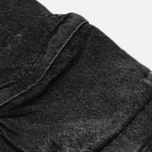 Concert Outfit Washed Distressed Cargo Pocket Jeans