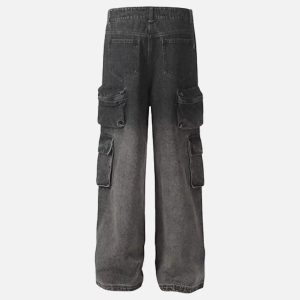 Concert Outfit Washed Distressed Cargo Pocket Jeans