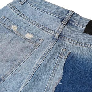 Concert Outfit Washed Distressed Dirty-Dyed Ripped Denim Shorts