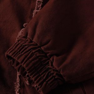 Concert Outfit Washed Distressed Fur Hooded Jacket