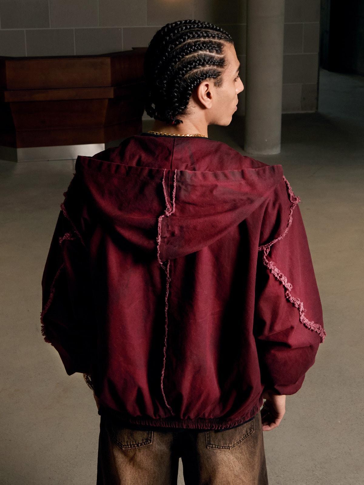 Concert Outfit Washed Distressed Fur Hooded Jacket Concert Outfit Washed Distressed Fur Hooded Jacket