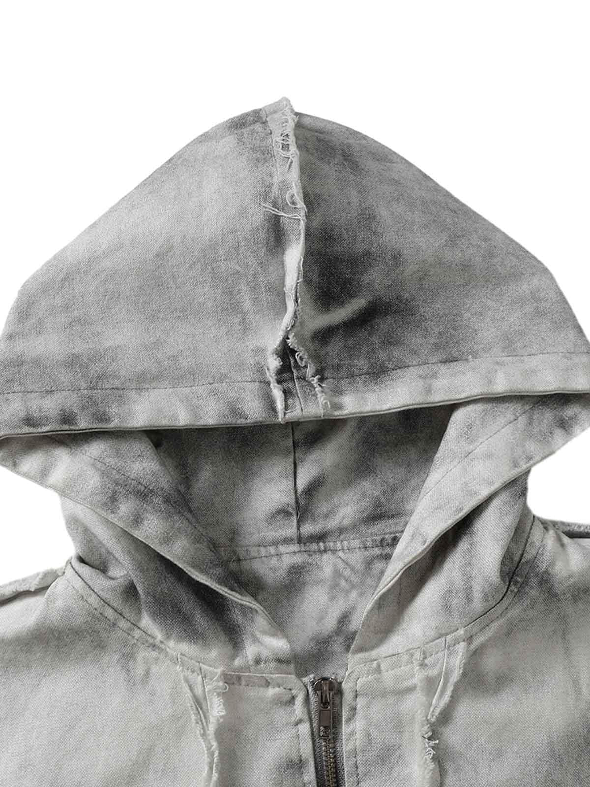 Concert Outfit Washed Distressed Fur Hooded Jacket Concert Outfit Washed Distressed Fur Hooded Jacket