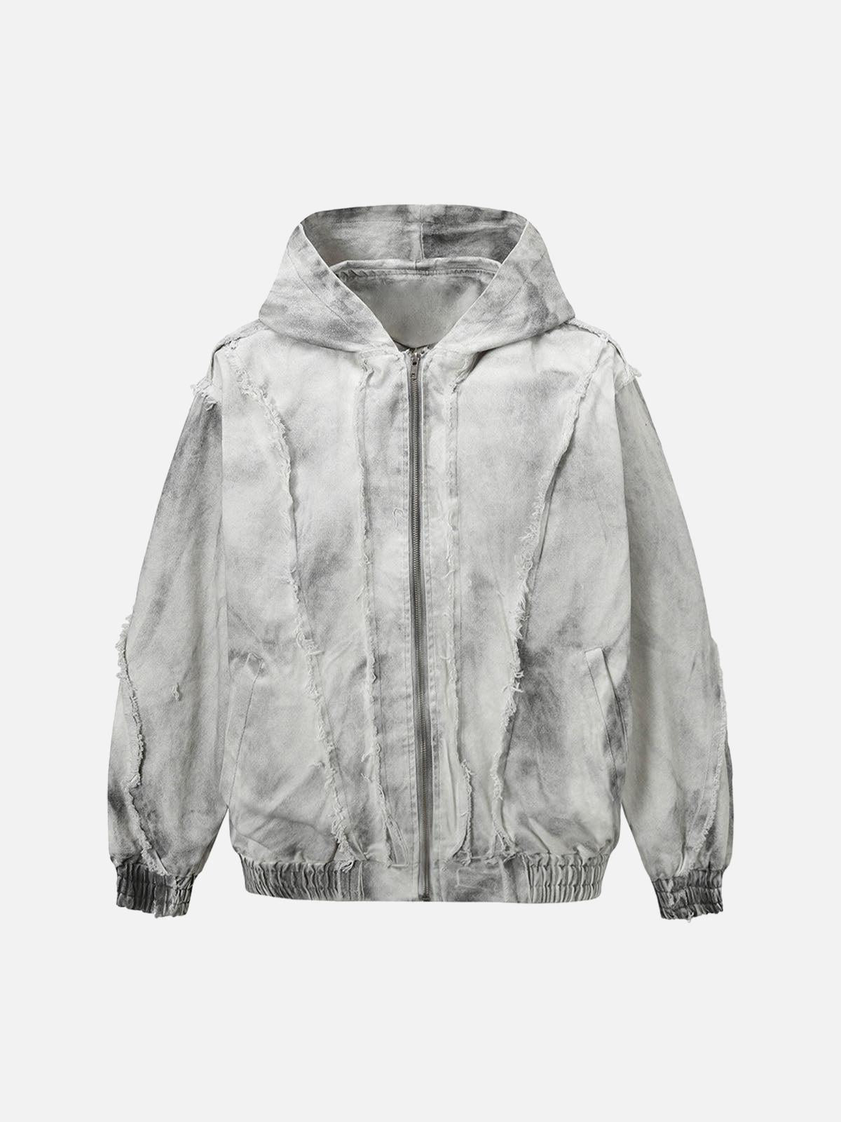 Concert Outfit Washed Distressed Fur Hooded Jacket Concert Outfit Washed Distressed Fur Hooded Jacket