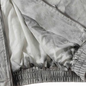 Concert Outfit Washed Distressed Fur Hooded Jacket