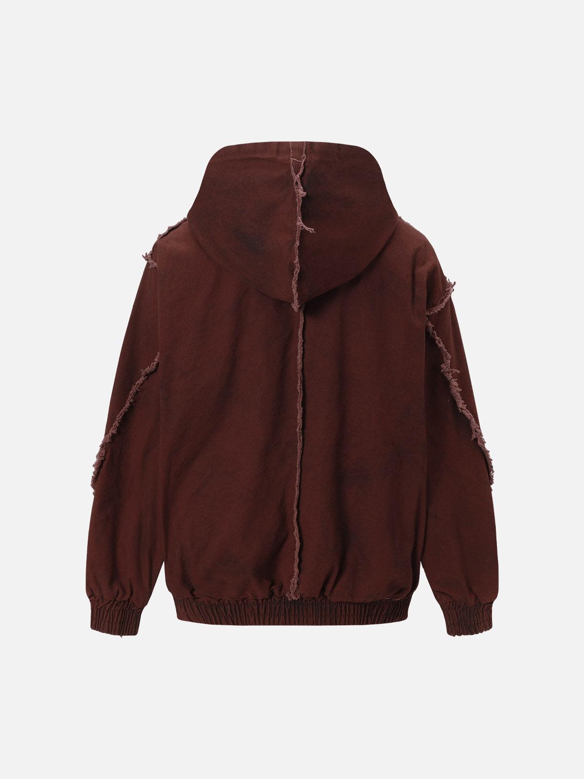 Concert Outfit Washed Distressed Fur Hooded Jacket Concert Outfit Washed Distressed Fur Hooded Jacket