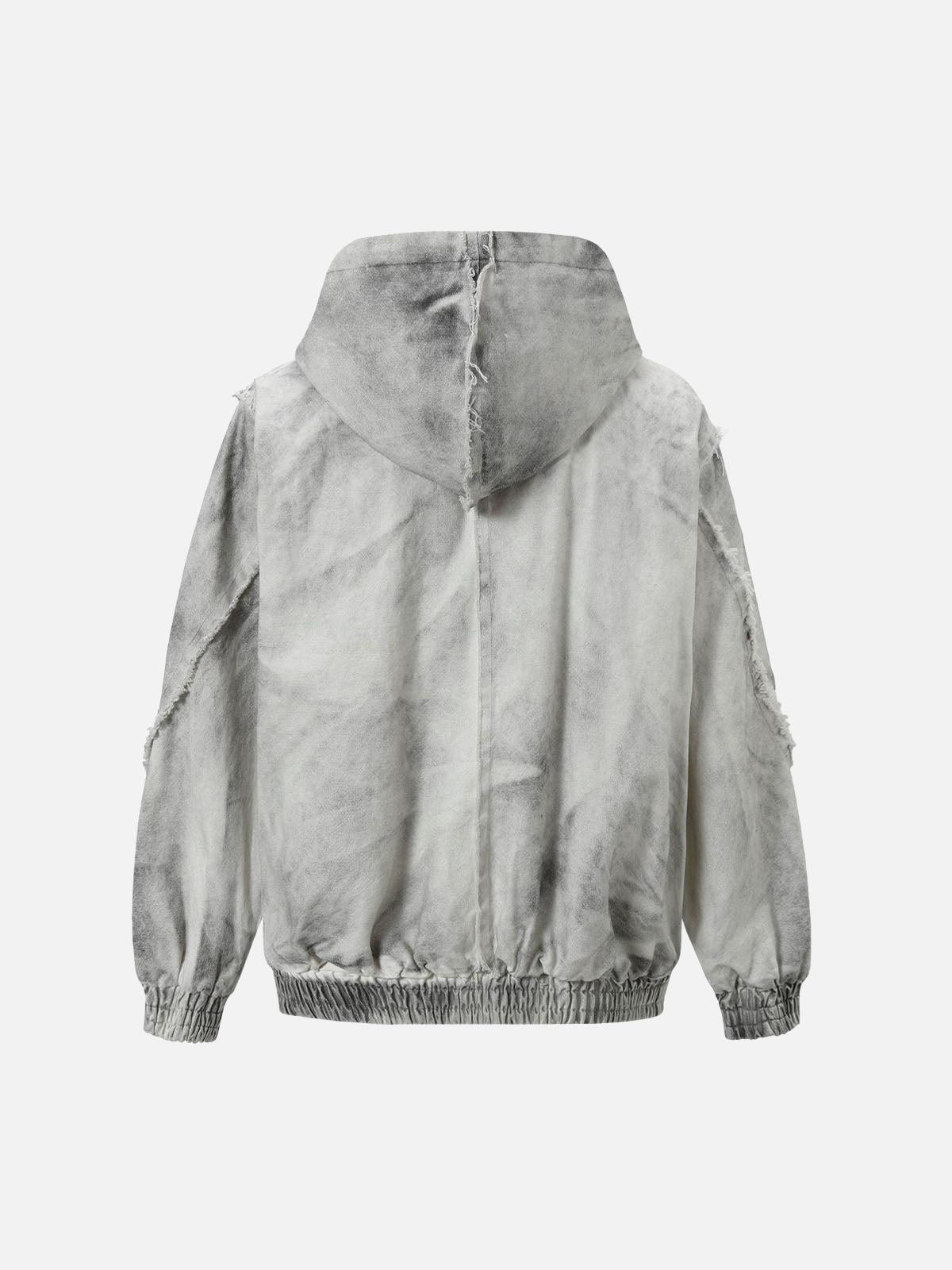 Concert Outfit Washed Distressed Fur Hooded Jacket Concert Outfit Washed Distressed Fur Hooded Jacket