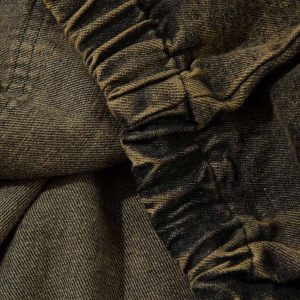 Concert Outfit Washed Distressed Letter Embroidered Denim Hoodie