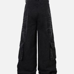 Concert Outfit Washed Distressed Multi-Pocket Cargo Jeans