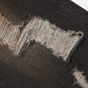 Concert Outfit Washed Distressed Multi-Pocket Ripped Jeans