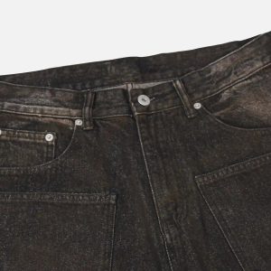 Concert Outfit Washed Distressed Multi-Pocket Ripped Jeans