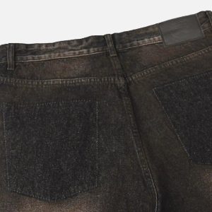 Concert Outfit Washed Distressed Multi-Pocket Ripped Jeans