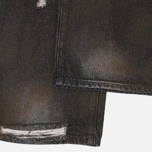 Concert Outfit Washed Distressed Multi-Pocket Ripped Jeans