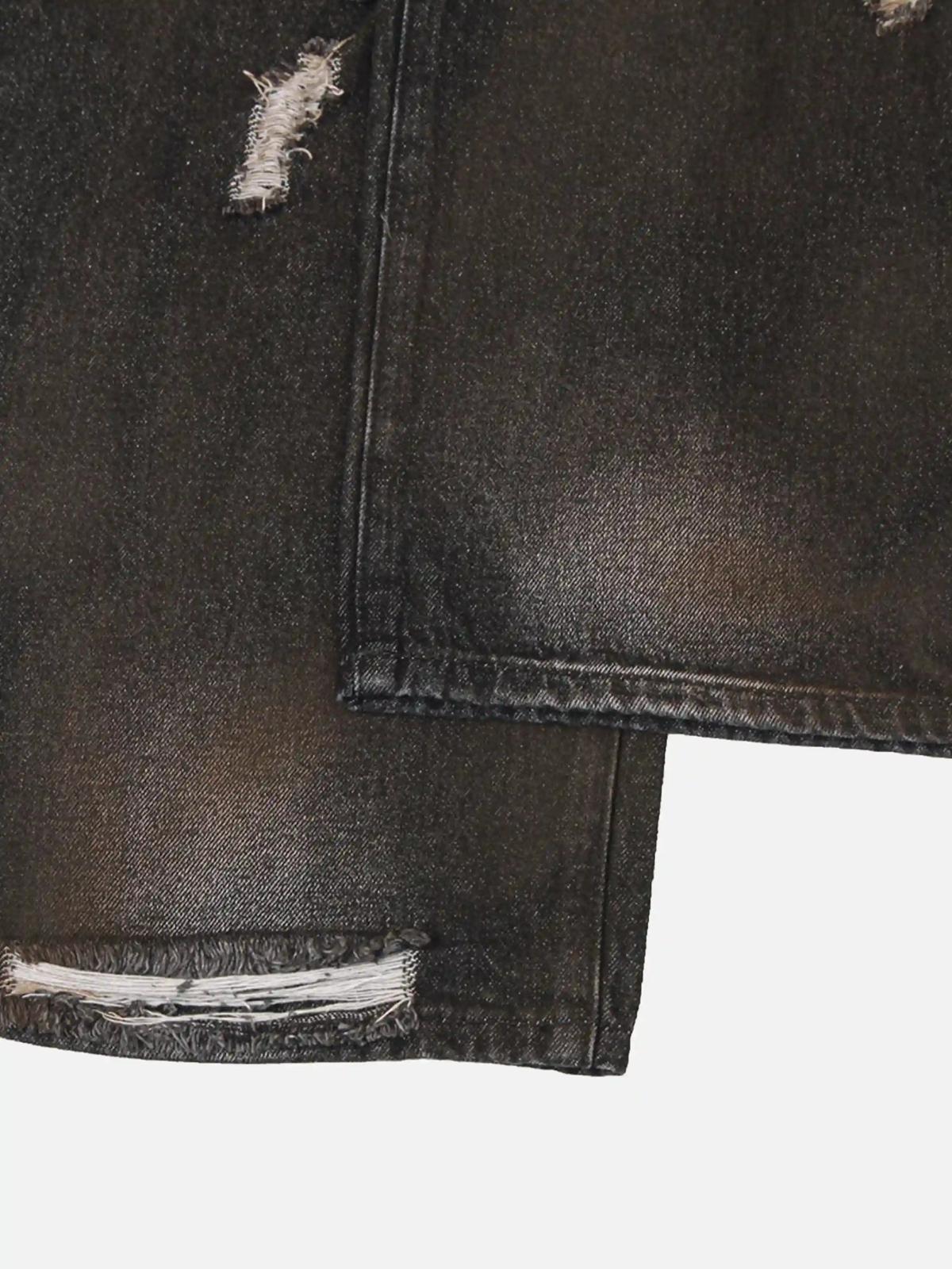 Concert Outfit Washed Distressed Multi-Pocket Ripped Jeans Concert Outfit Washed Distressed Multi-Pocket Ripped Jeans