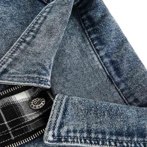 Concert Outfit Washed Distressed Patchwork Faux Two-Piece Denim Jacket