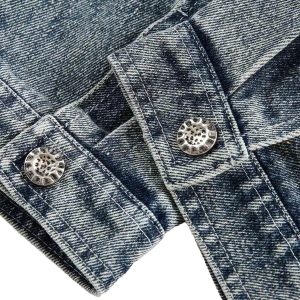 Concert Outfit Washed Distressed Patchwork Faux Two-Piece Denim Jacket