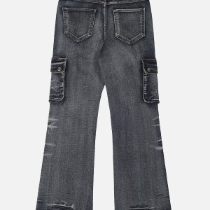 Concert Outfit Washed Distressed Patchwork Jeans