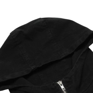 Concert Outfit Washed Distressed Patchwork Work Hooded Jacket