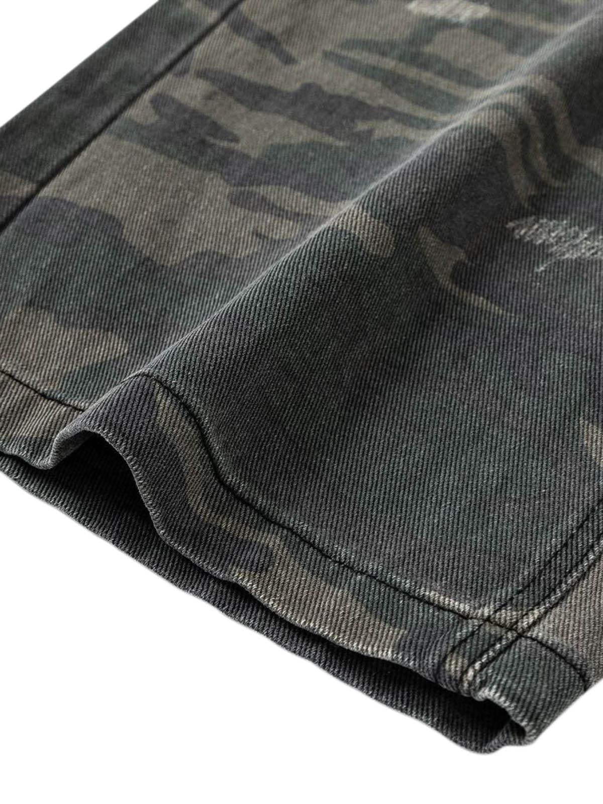 Concert Outfit Washed Distressed Stitching Camouflage Straight Jeans Concert Outfit Washed Distressed Stitching Camouflage Straight Jeans