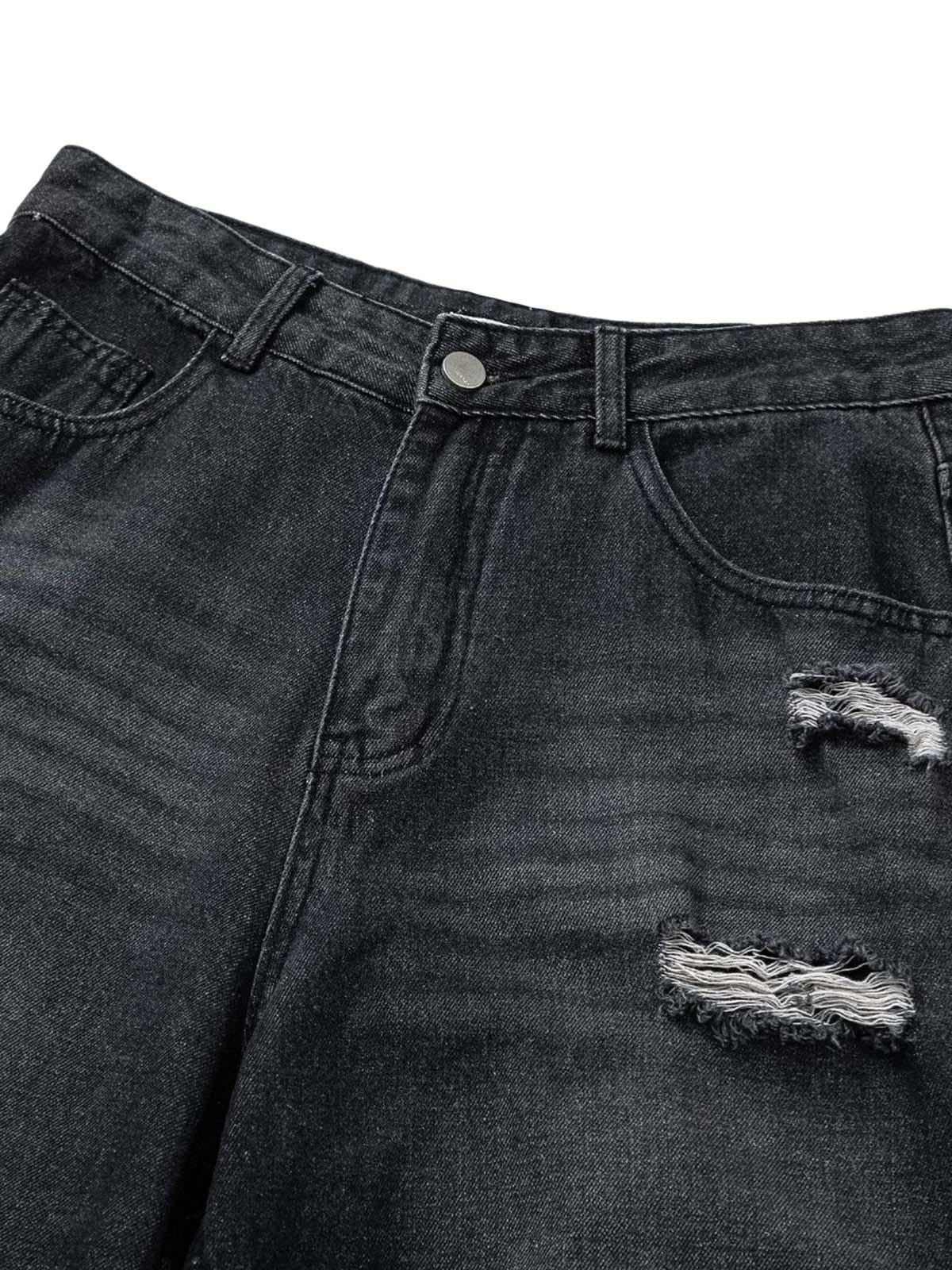 Concert Outfit Washed Distressed Stitching Camouflage Straight Jeans Concert Outfit Washed Distressed Stitching Camouflage Straight Jeans