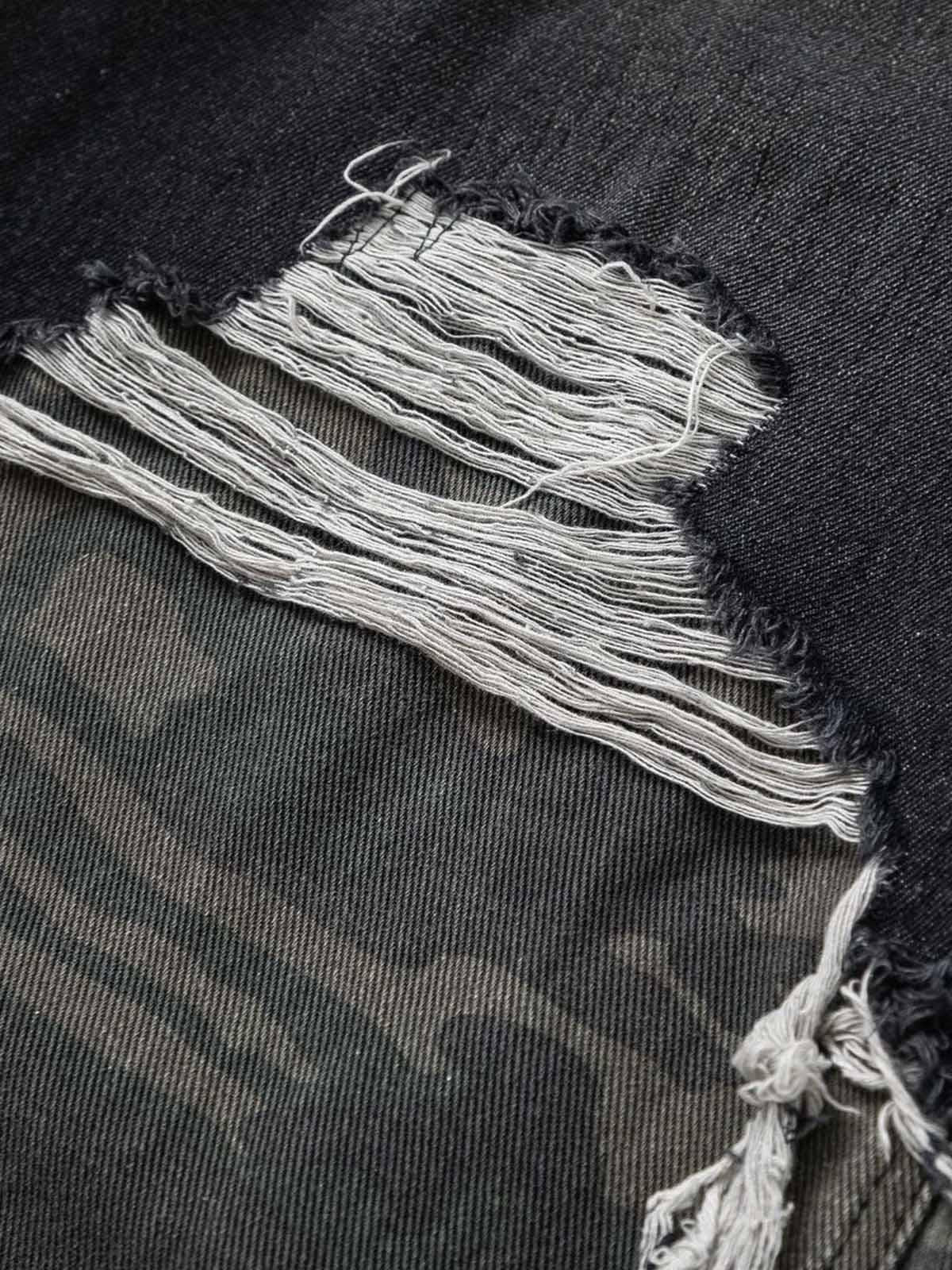 Concert Outfit Washed Distressed Stitching Camouflage Straight Jeans Concert Outfit Washed Distressed Stitching Camouflage Straight Jeans