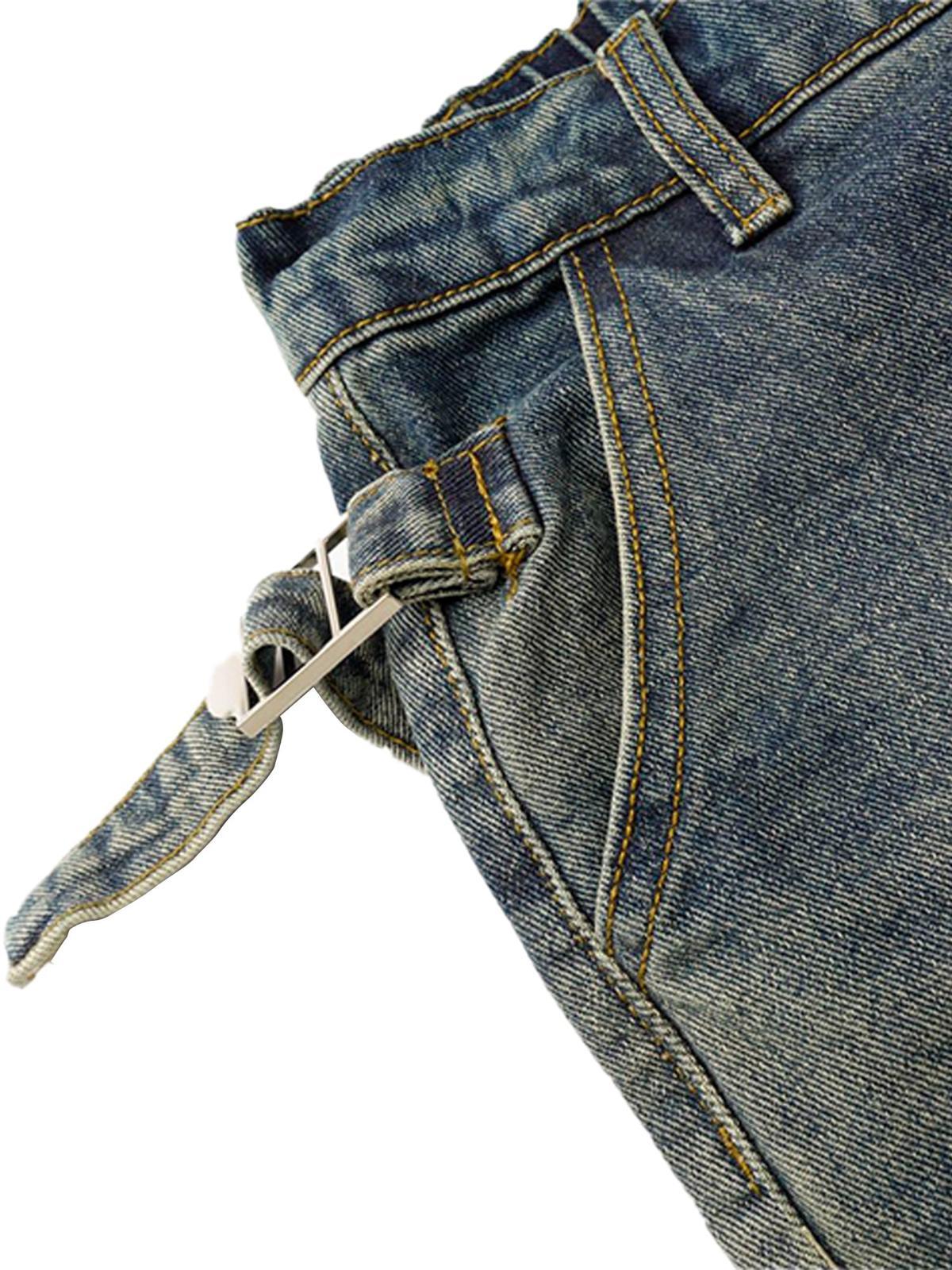Concert Outfit Washed Distressed Waistband Straight Jeans Concert Outfit Washed Distressed Waistband Straight Jeans