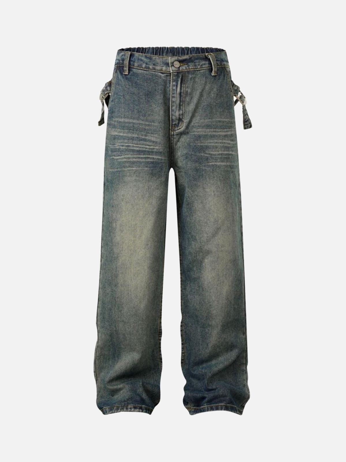 Concert Outfit Washed Distressed Waistband Straight Jeans Concert Outfit Washed Distressed Waistband Straight Jeans