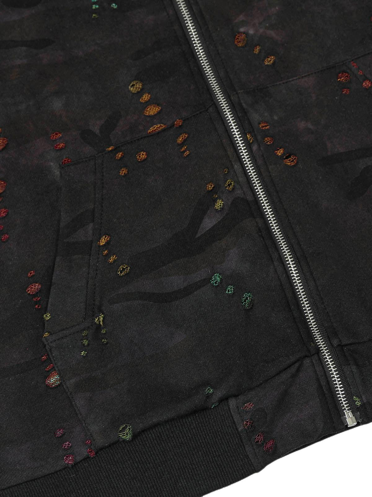 Concert Outfit Washed Distressed Zipper Hooded Jacket Concert Outfit Washed Distressed Zipper Hooded Jacket