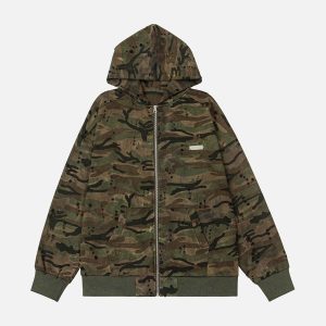 Concert Outfit Washed Distressed Zipper Hooded Jacket