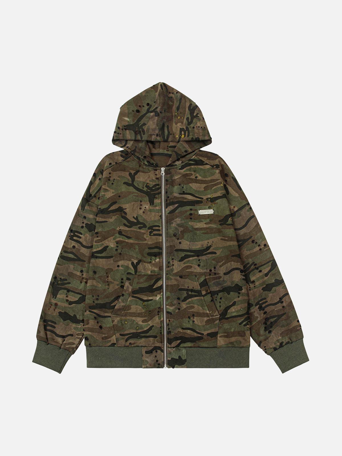 Concert Outfit Washed Distressed Zipper Hooded Jacket Concert Outfit Washed Distressed Zipper Hooded Jacket