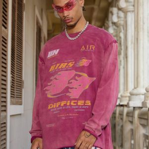 Concert Outfit Washed Edge Long Sleeve T-Shirt