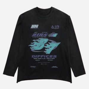 Concert Outfit Washed Edge Long Sleeve T-Shirt