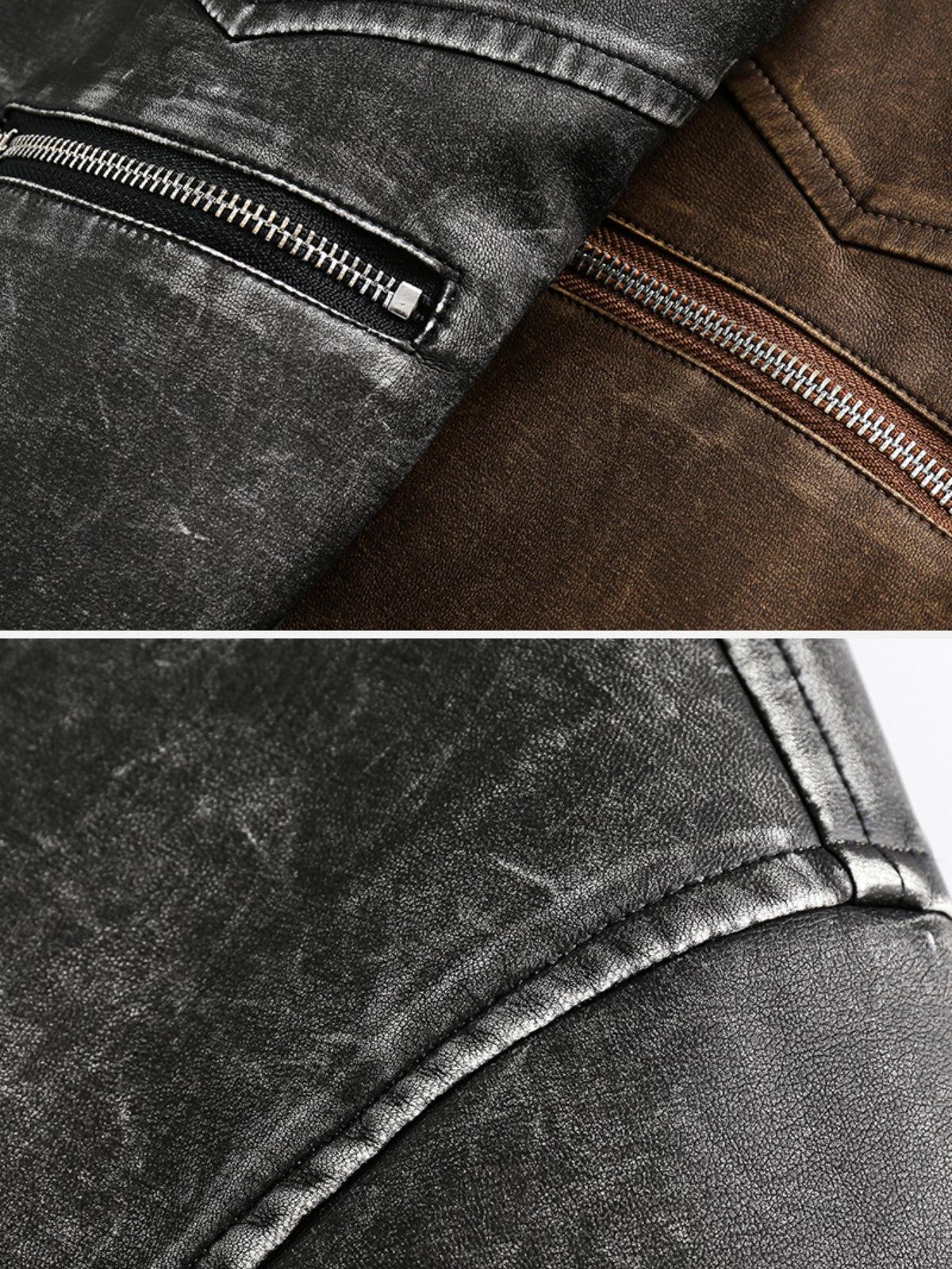 Concert Outfit Washed Faux Leather Jacket Concert Outfit Washed Faux Leather Jacket