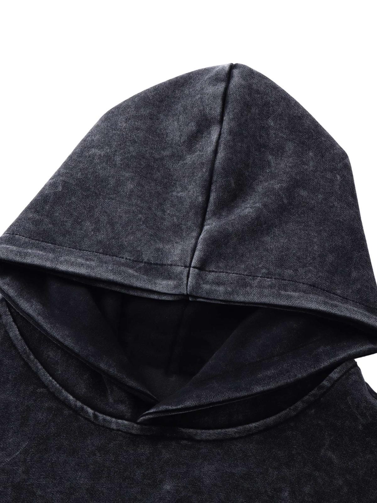 Concert Outfit Washed Flame Printed Fleece Hoodie Concert Outfit Washed Flame Printed Fleece Hoodie