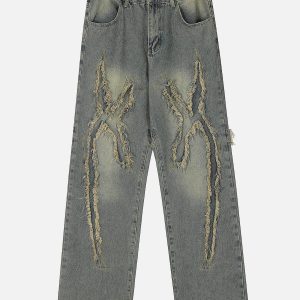 Concert Outfit Washed Fringe Jeans