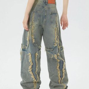 Concert Outfit Washed Fringe Jeans