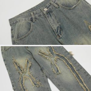 Concert Outfit Washed Fringe Jeans