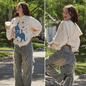 Concert Outfit Washed Fringe Jeans