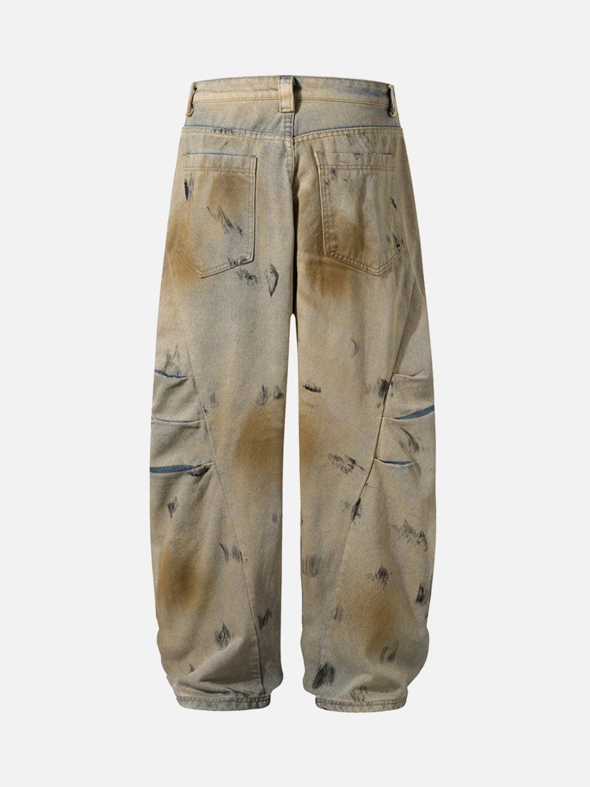 Concert Outfit Washed Graffiti Spray Paint Barrel Jeans Concert Outfit Washed Graffiti Spray Paint Barrel Jeans