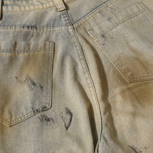 Concert Outfit Washed Graffiti Spray Paint Barrel Jeans