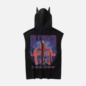 Concert Outfit Washed Hooded Cotton Undershirt