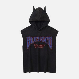 Concert Outfit Washed Hooded Cotton Undershirt