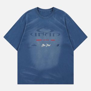 Concert Outfit Washed Letters Graphic T-Shirt