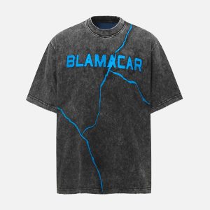 Concert Outfit Washed Lightning Oversized T-Shirt