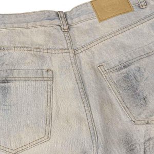 Concert Outfit Washed Mud-Dye Straight Jeans