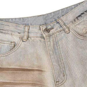 Concert Outfit Washed Mud-Dye Straight Jeans