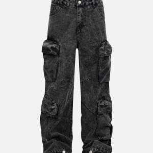 Concert Outfit Washed Multi-Pocket Cargo Jeans